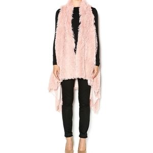Pink Shaggy Shawl Vest